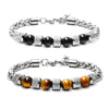 New Men's Adjustable Natural Stone Bead Stainless Steel Bracelet